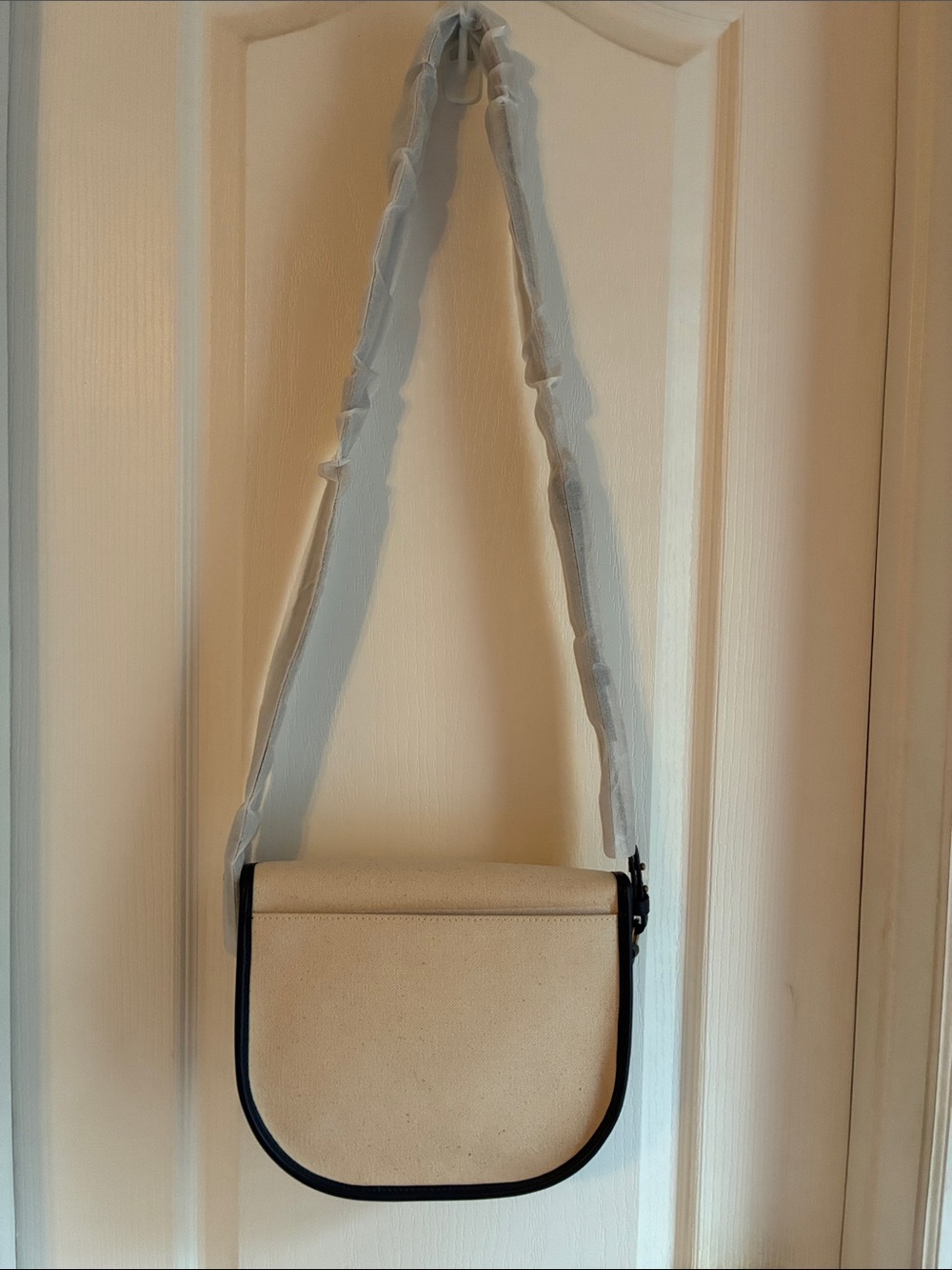 NWT J. Crew large saddle bag in canvas and leather trim - Picture 6 of 9